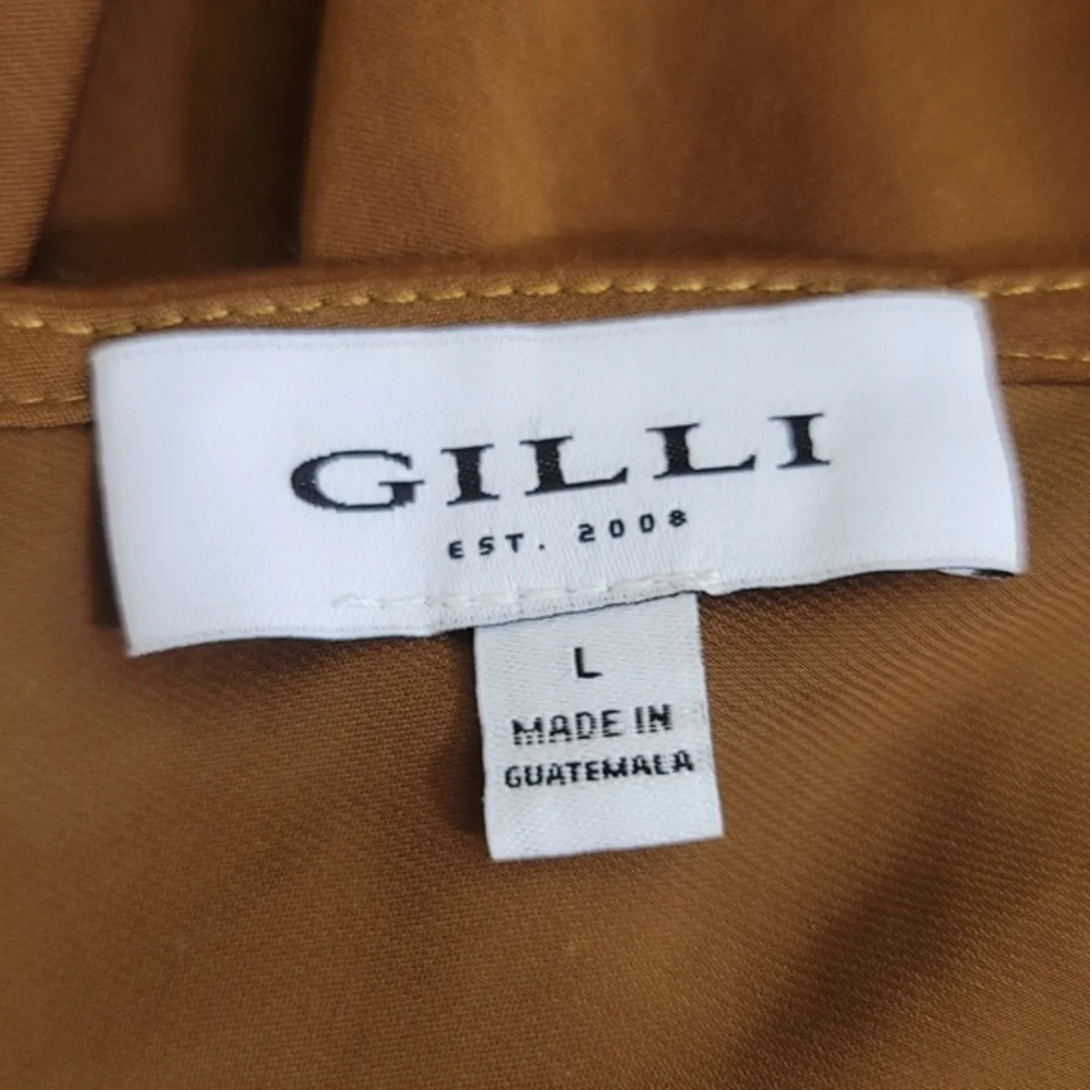 GILLI Dress One Shoulder Woven Draped Mini, size Large, Copper‎ Brown